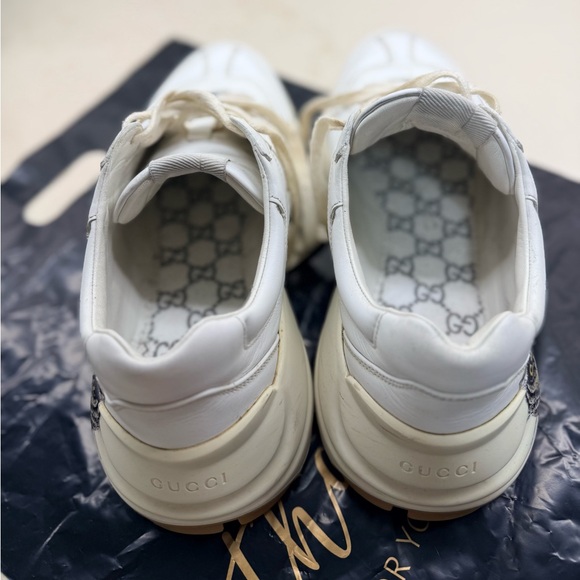 Gucci Rhyton Great White Tiger Leather Animal Print Logo Men's Sneakers Size 8 - Picture 8 of 11